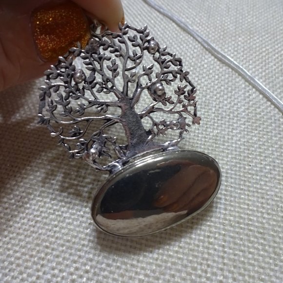 Beautiful "APACHE PYRITE" Handmade Sterling TREE Pendant/Chain #742B - Picture 3 of 3